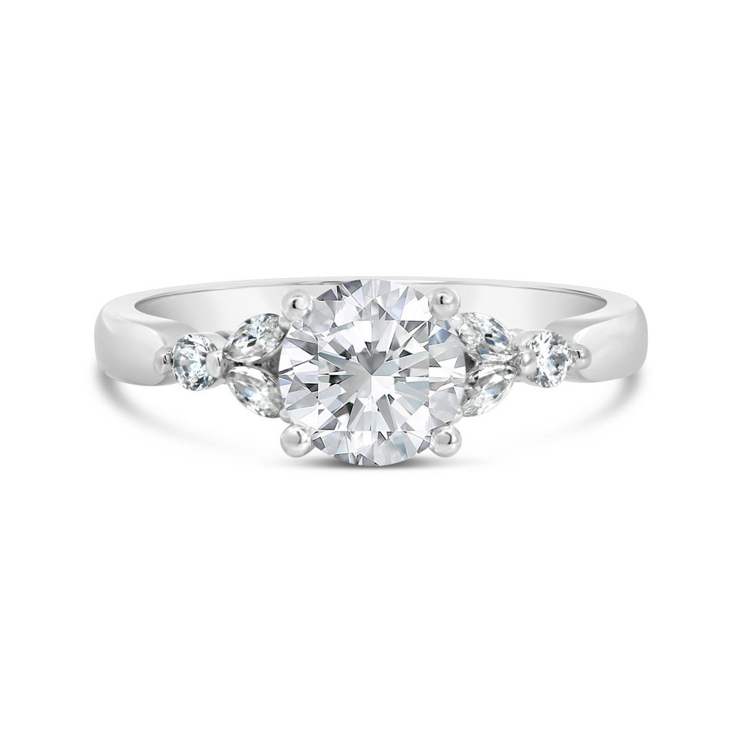 Cluster Side Stone Diamond Engagement Ring - YJC5510R