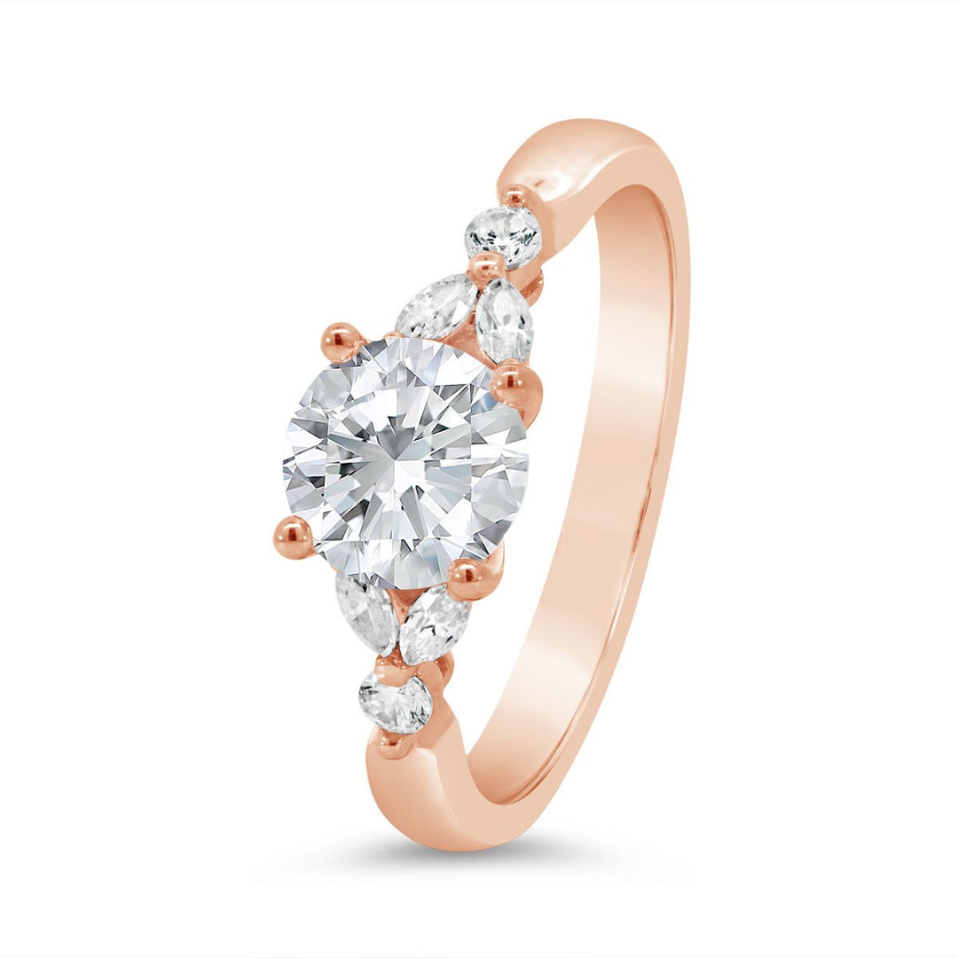 Cluster Side Stone Diamond Engagement Ring - YJC5510R