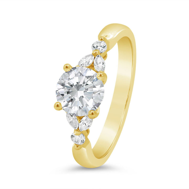 Cluster Side Stone Diamond Engagement Ring - YJC5510R