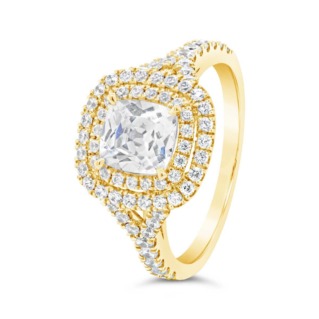 Double Halo Diamond Engagement Ring