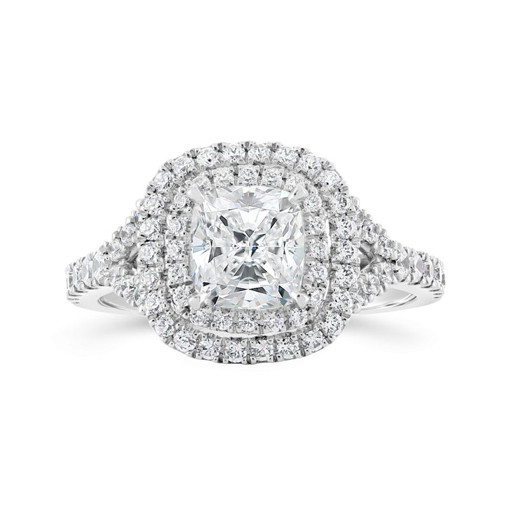 Double Halo Diamond Engagement Ring