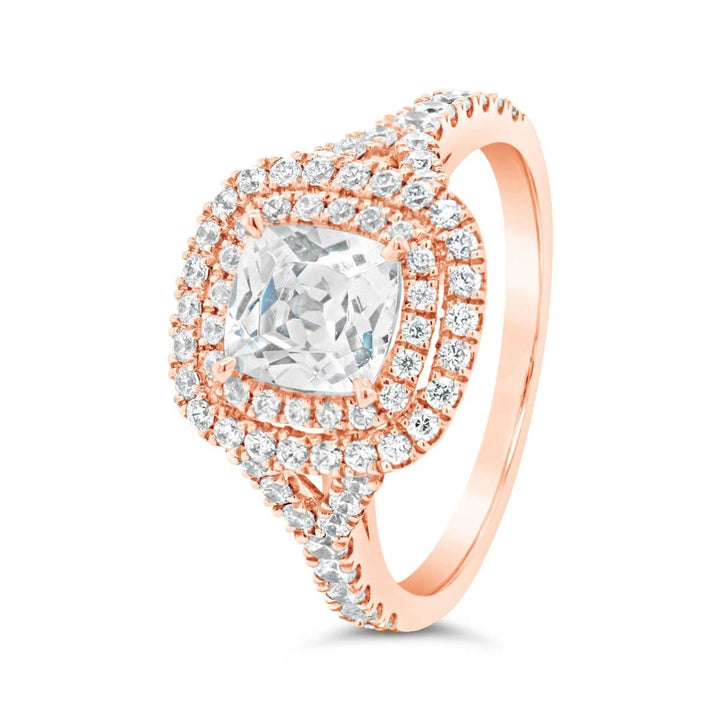 Double Halo Diamond Engagement Ring