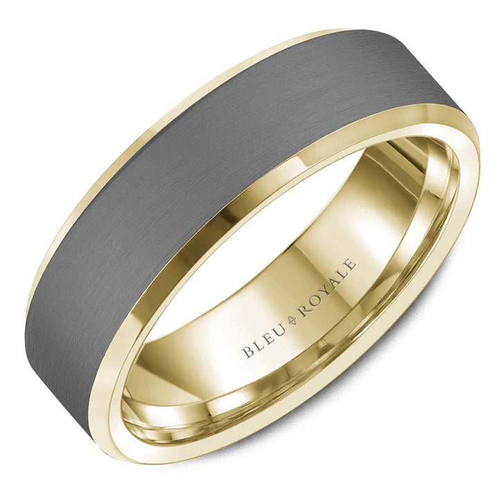Gold and Tantalum Men's Bleu Royale Wedding Band - RYL-123TY7