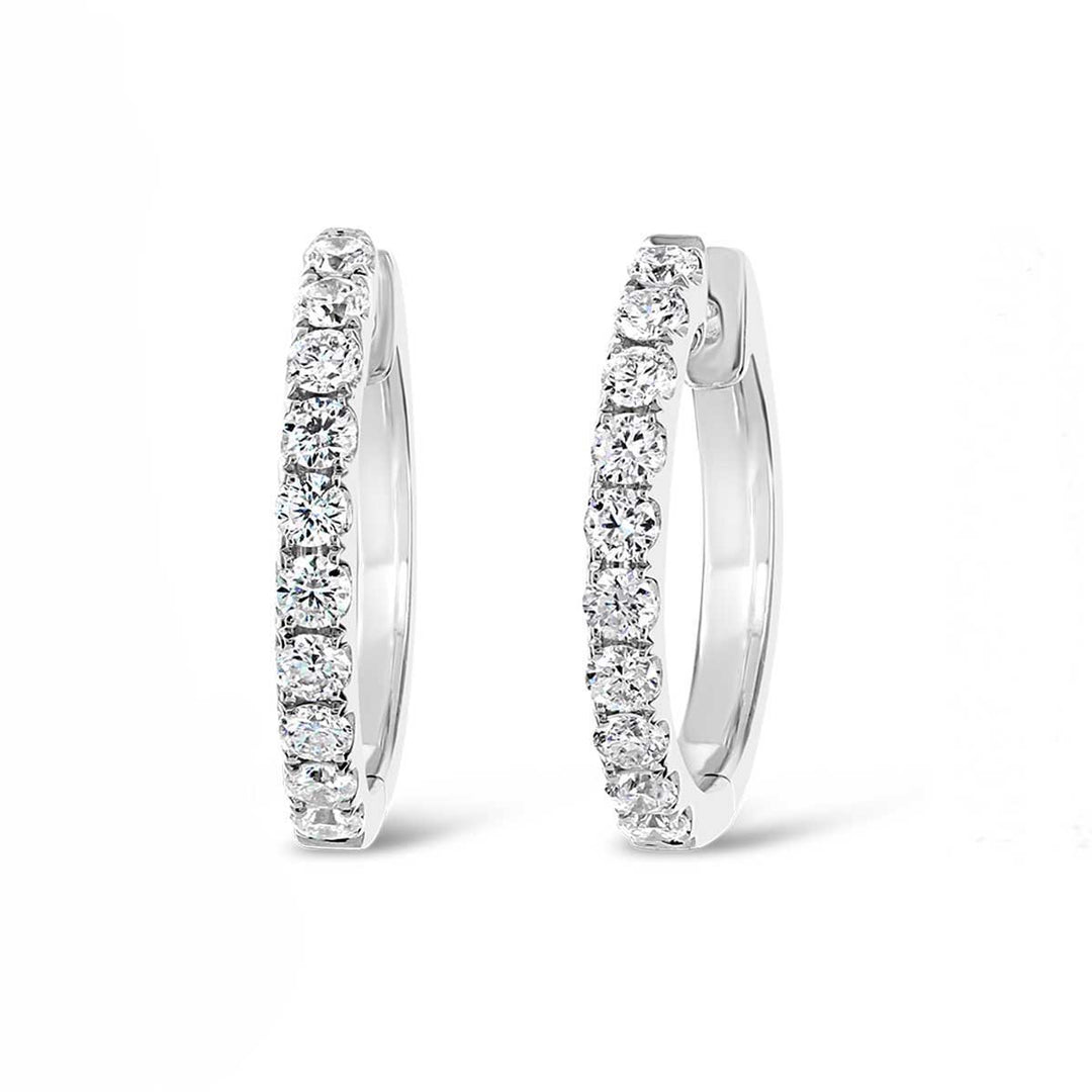 White Gold Diamond Hoop Earrings - OSPE3D2