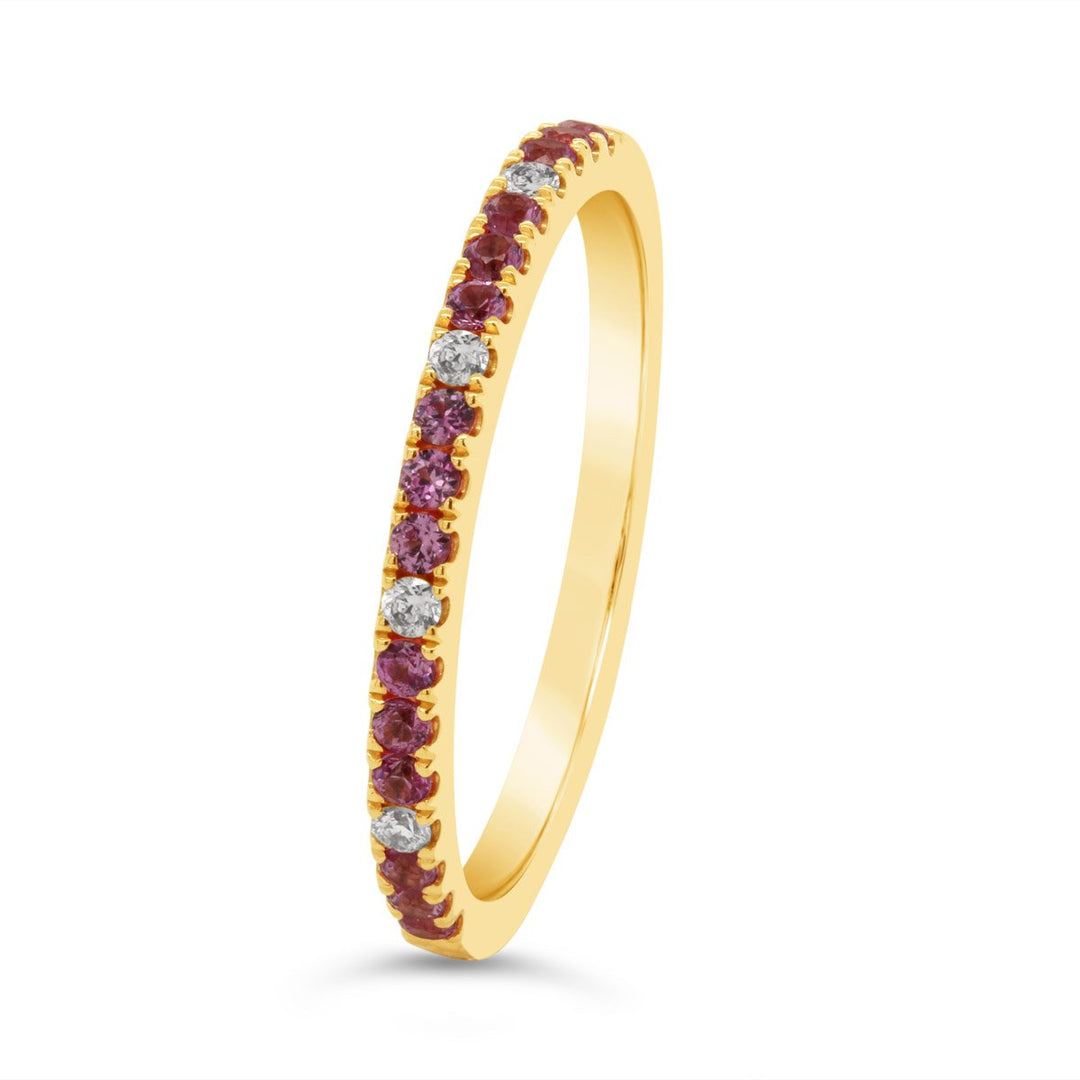 Rose Gold 1/2 Way Set Diamond & Pink Sapphire Band - IRB8533Y