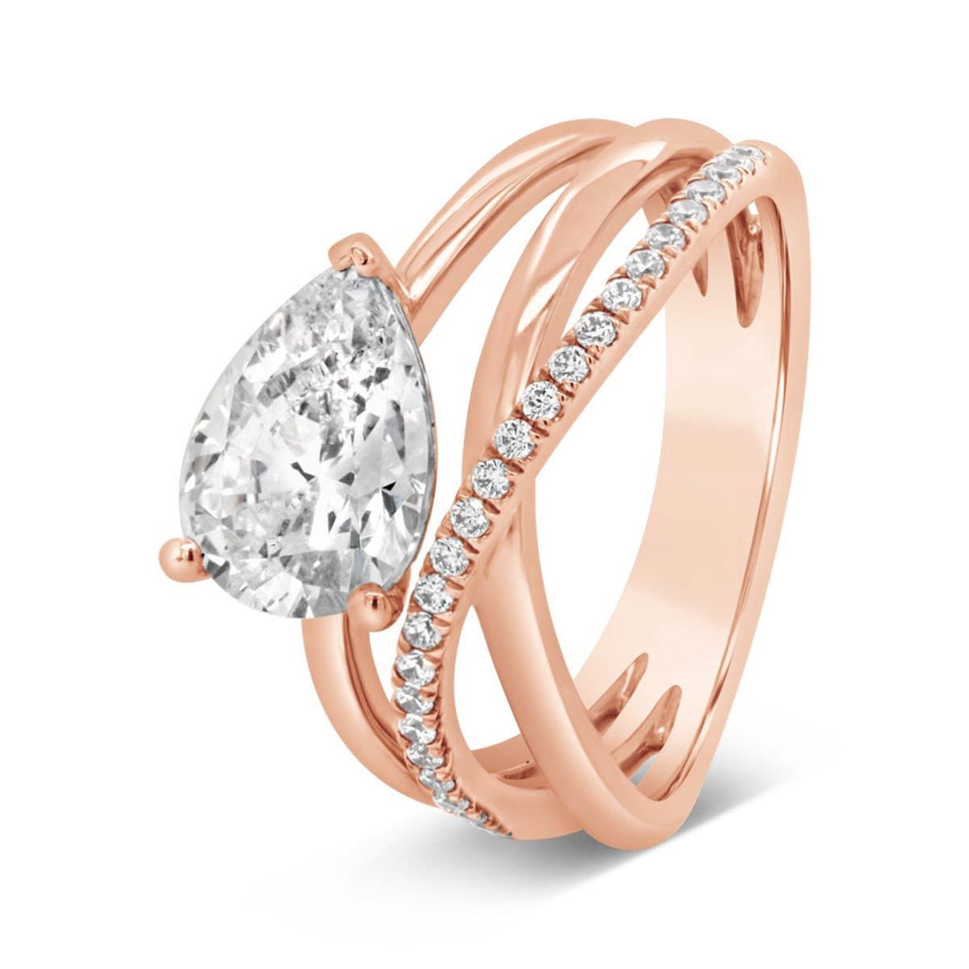 Cross Over Modern Diamond Engagement Ring - YJC4079R