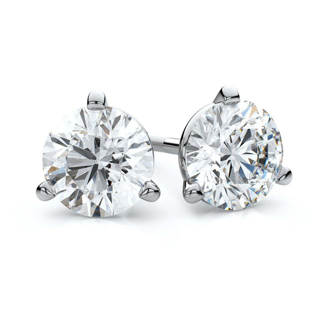 Certified Lab Grown Diamond Three Prong Martini Studs - 1.80 ct. total weight