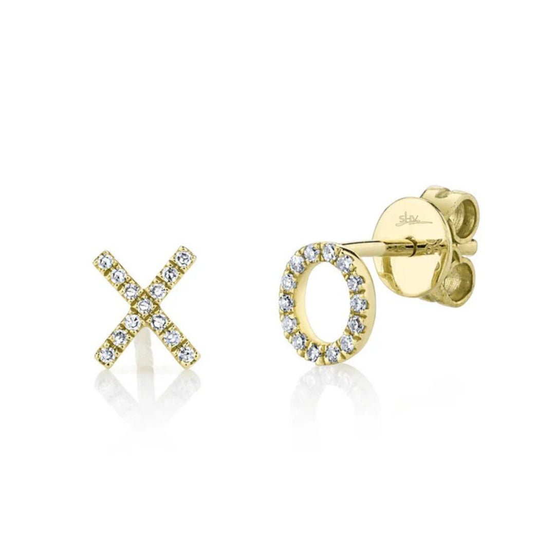 14KY SHY CREATION XO DIAMOND STUD EARRINGS 0.09 CTW G/H SI