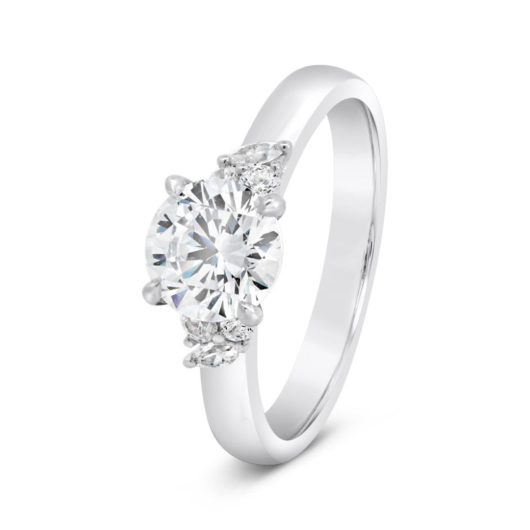 Cluster Side-Stone Diamond Engagement Ring