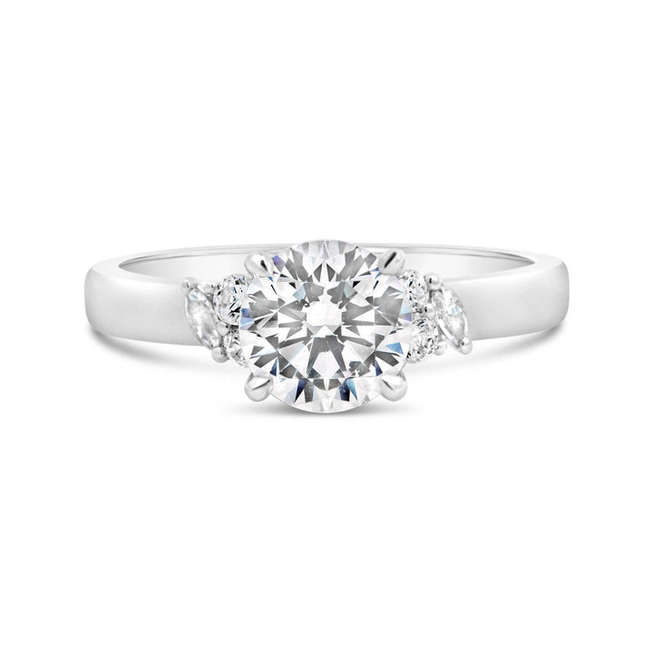 Cluster Side-Stone Diamond Engagement Ring