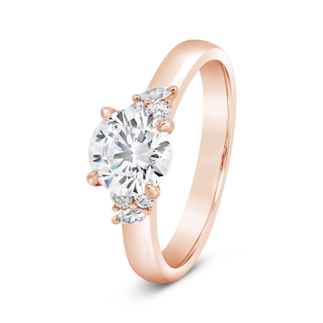 Cluster Side-Stone Diamond Engagement Ring