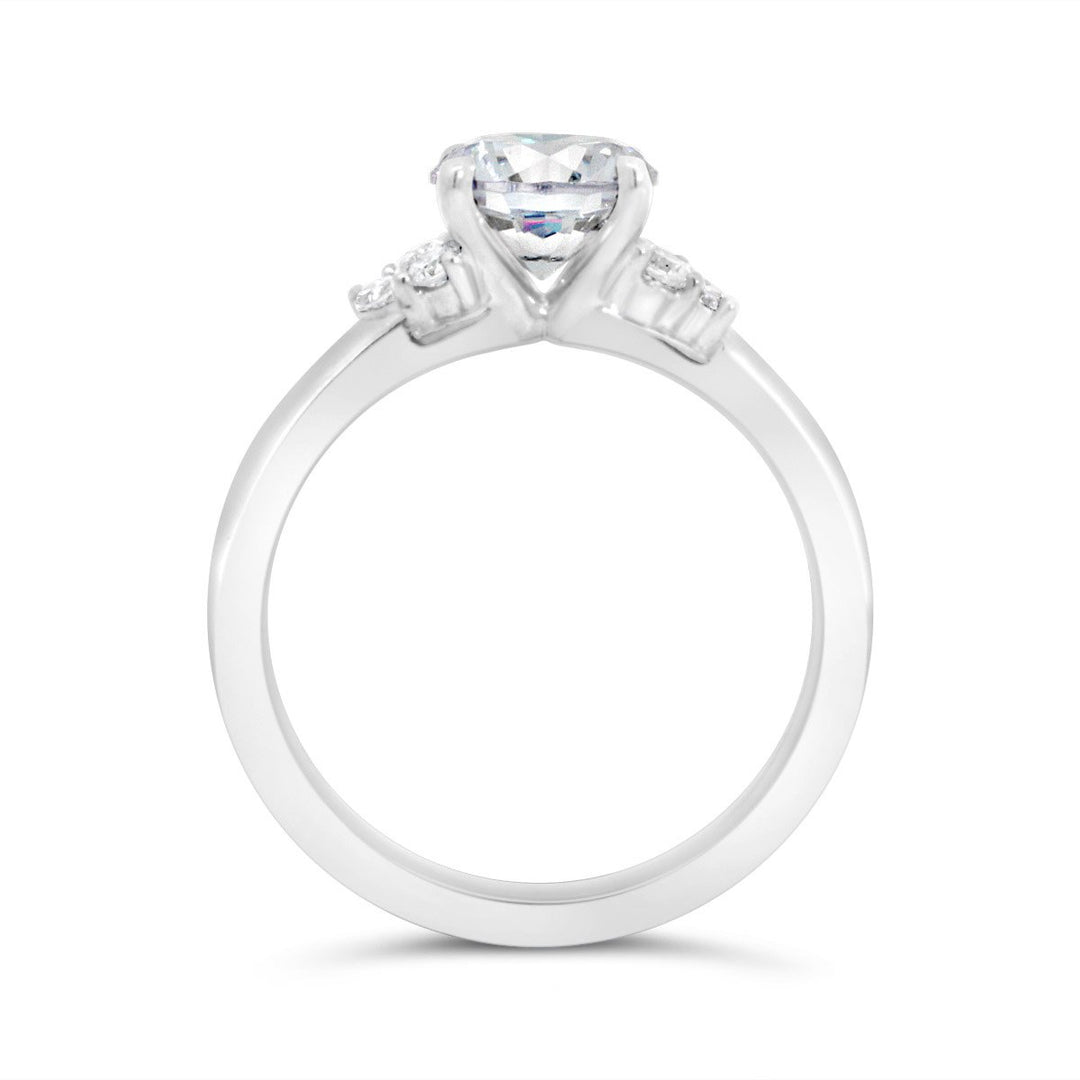 Cluster Side-Stone Diamond Engagement Ring