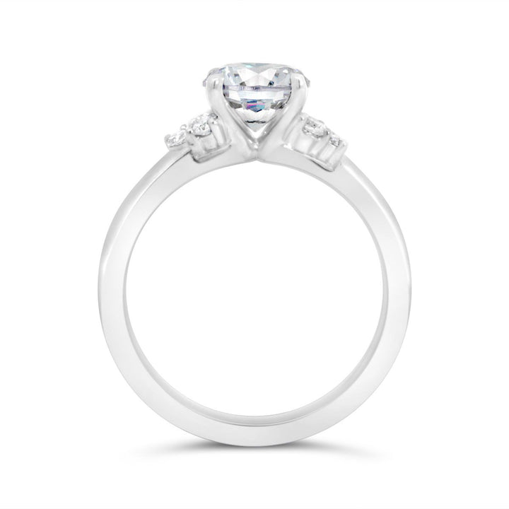 Cluster Side-Stone Diamond Engagement Ring