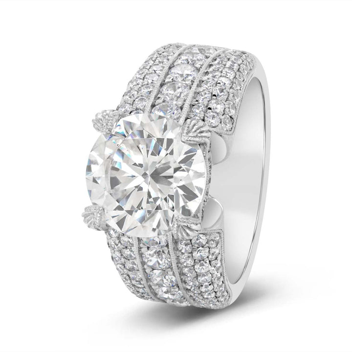 Wide Band Diamond Engagement Ring