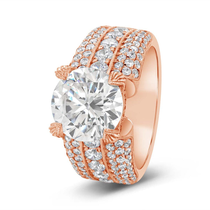 Wide Band Diamond Engagement Ring