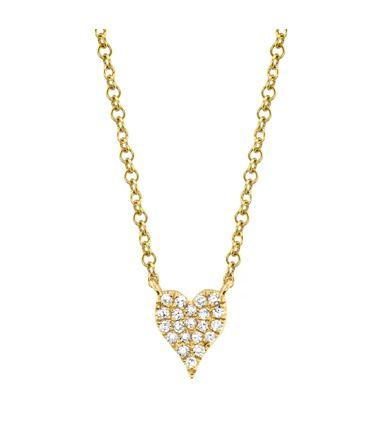 Yellow Gold Diamond Pave Heart Necklace - SC55006733