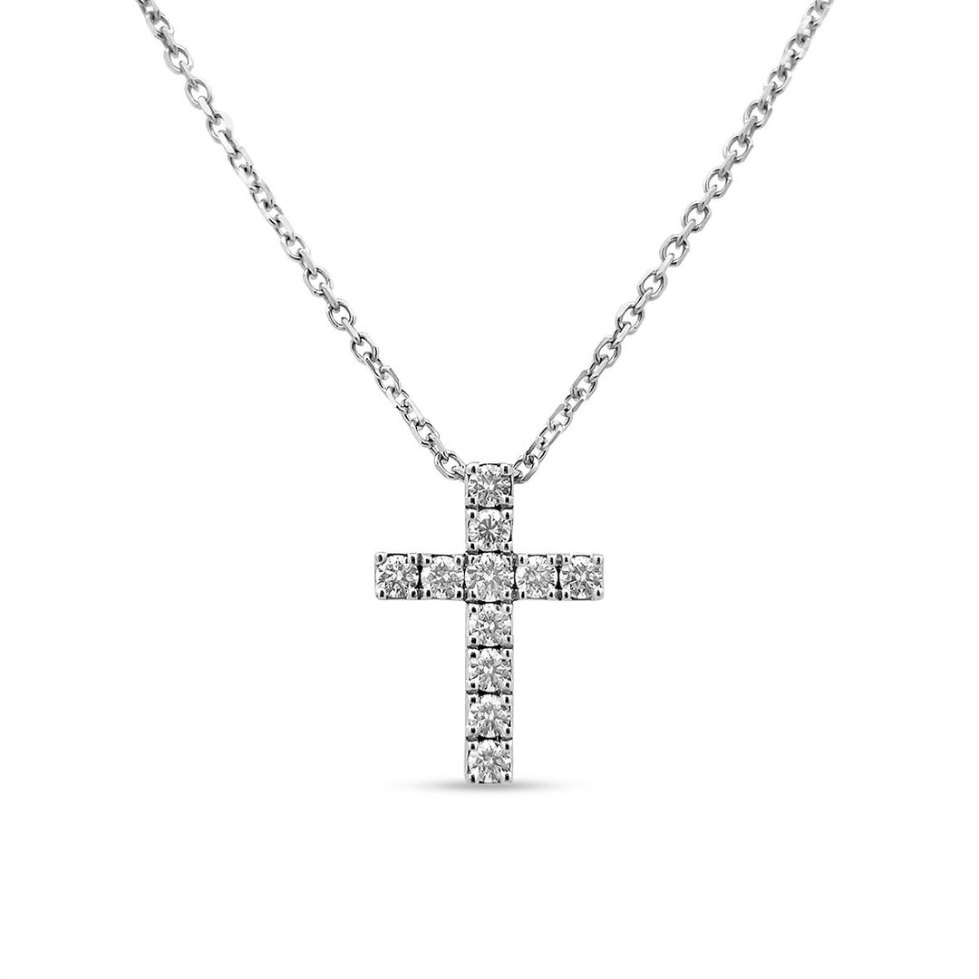 White Gold Diamond Cross Slider Pendant - MP60675