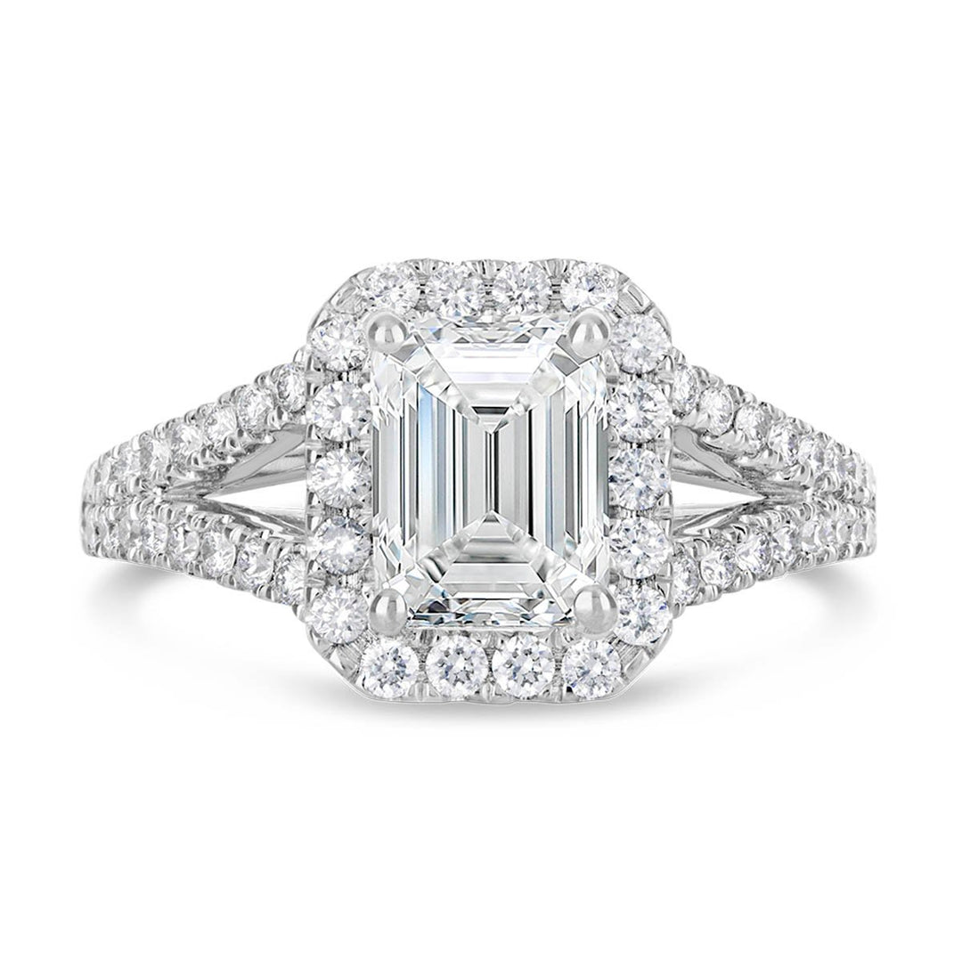 Split Shank Diamond Halo Engagement Ring