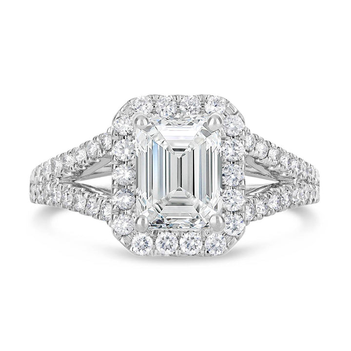 Split Shank Diamond Halo Engagement Ring