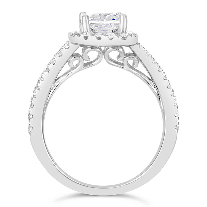 Split Shank Diamond Halo Engagement Ring