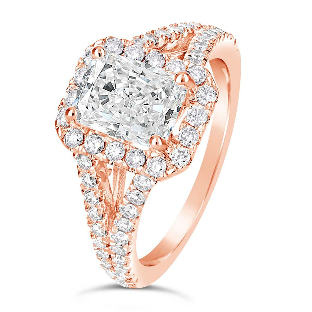Split Shank Diamond Halo Engagement Ring