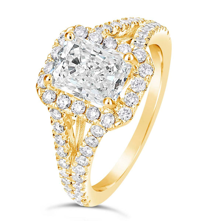 Split Shank Diamond Halo Engagement Ring