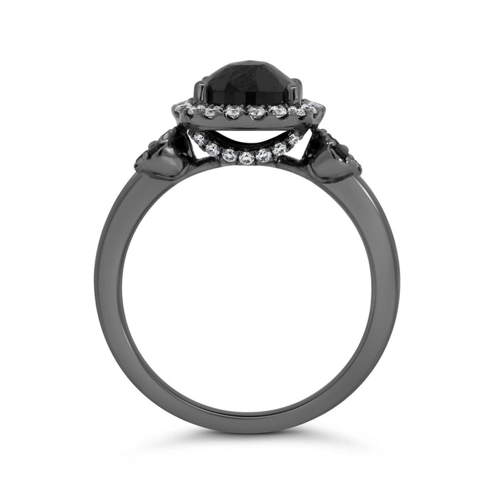 18K White Gold with Black Rhodium Halo Black Diamond Ring