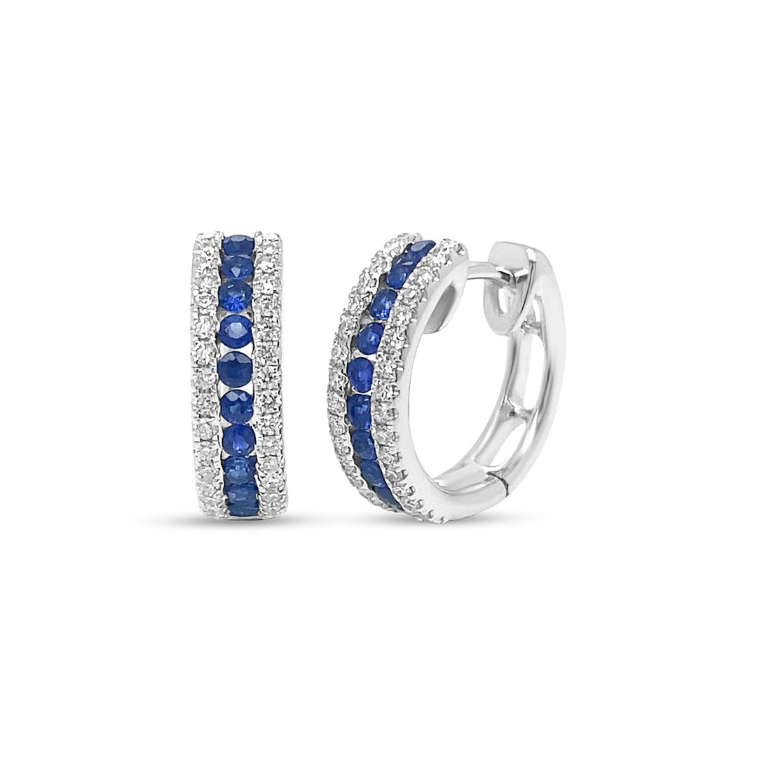 White Gold Sapphire & Diamond Earrings - EF0101BS