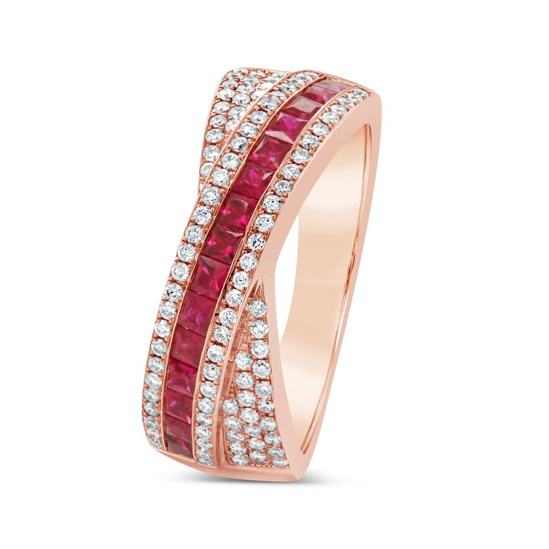 18K Rose Gold Diamond and Ruby Cocktail Ring