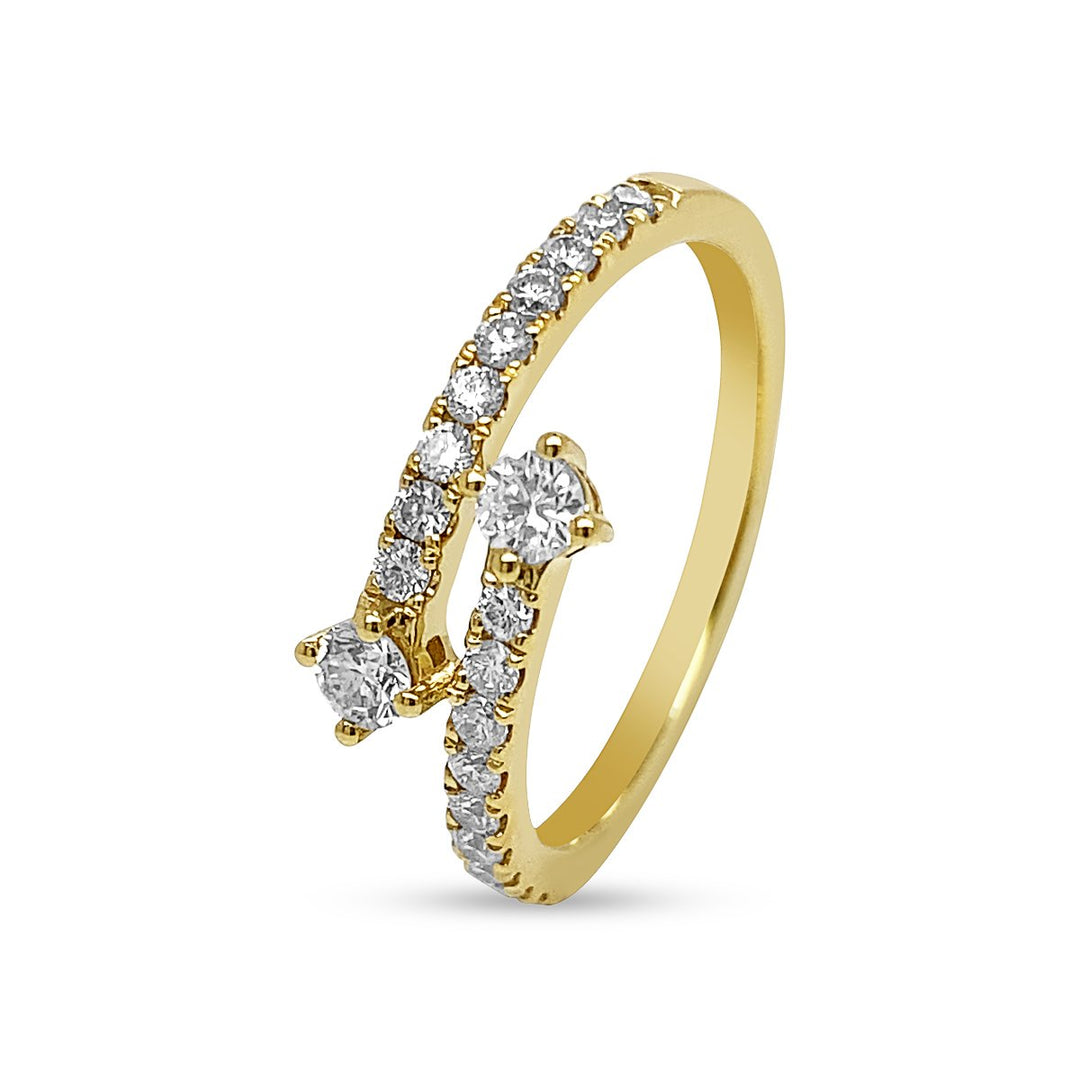 18K Yellow Gold Modern Style Diamond Ring - DRH0191