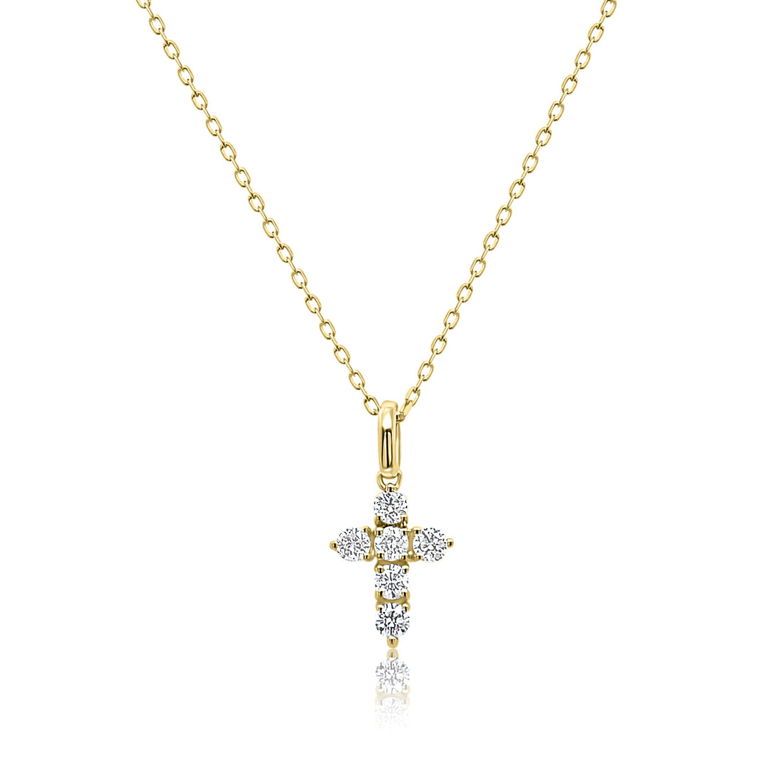 Yellow Gold Diamond Cross Necklace - DI42799N