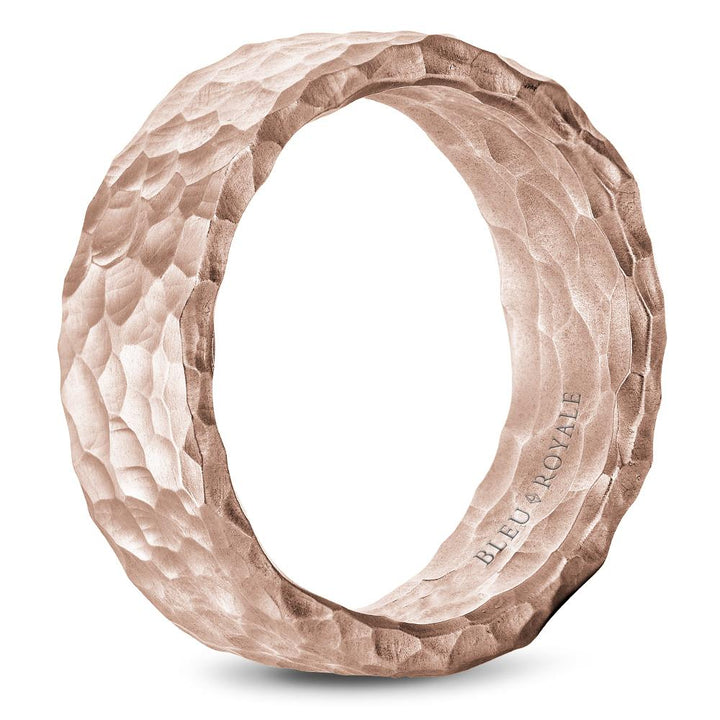 Frosted Hammered Pattern Men's Wedding Band with Diamond Brush Finish - RYL-173Y8