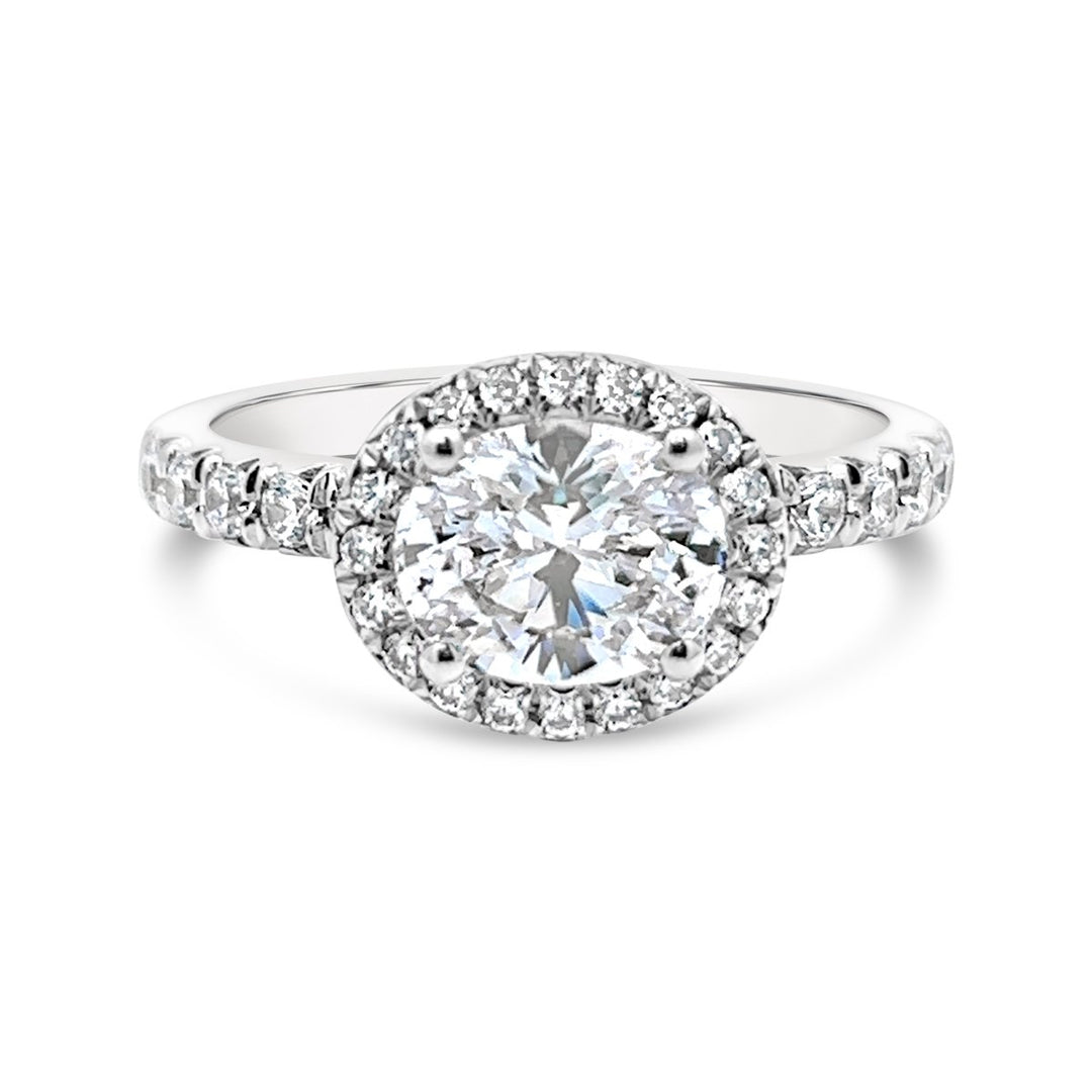 East To West Set Oval Diamond Engagement Ring