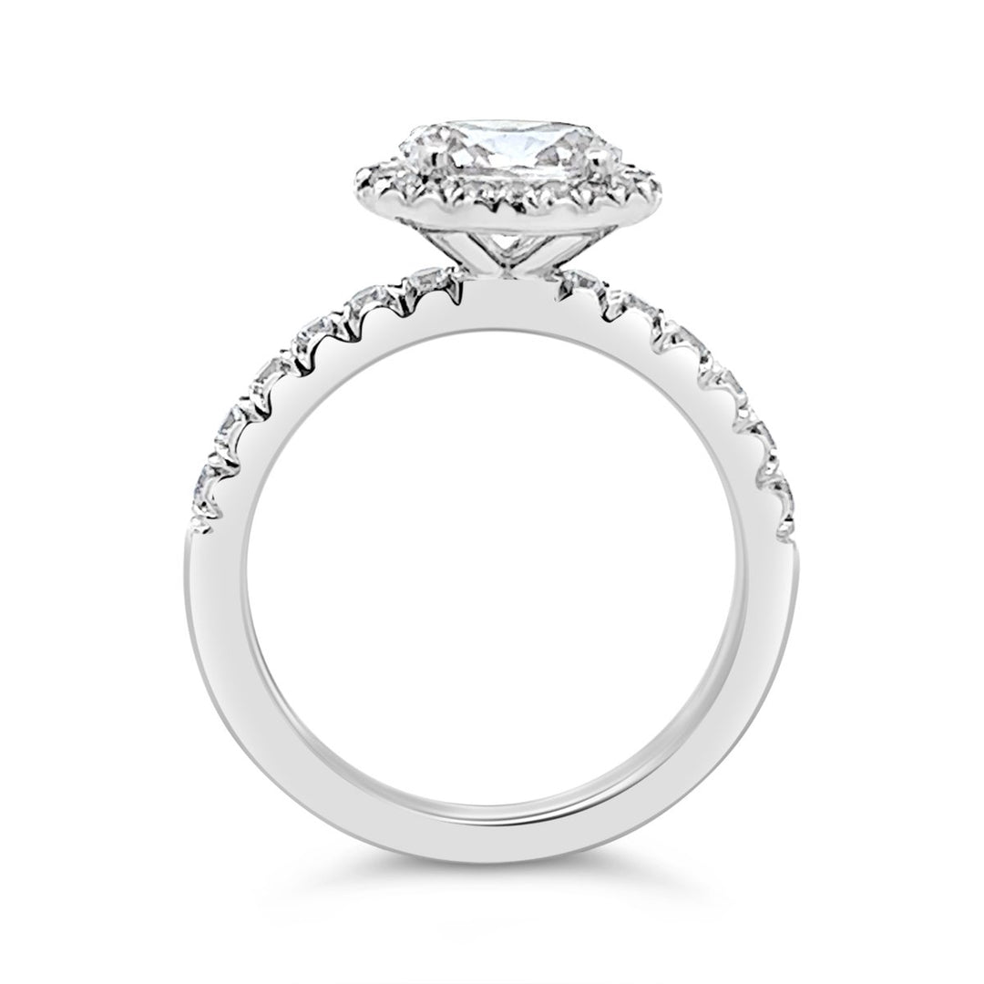 East To West Set Oval Diamond Engagement Ring