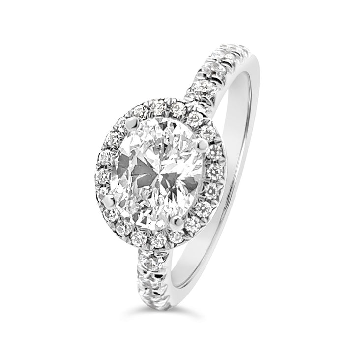 East To West Set Oval Diamond Engagement Ring