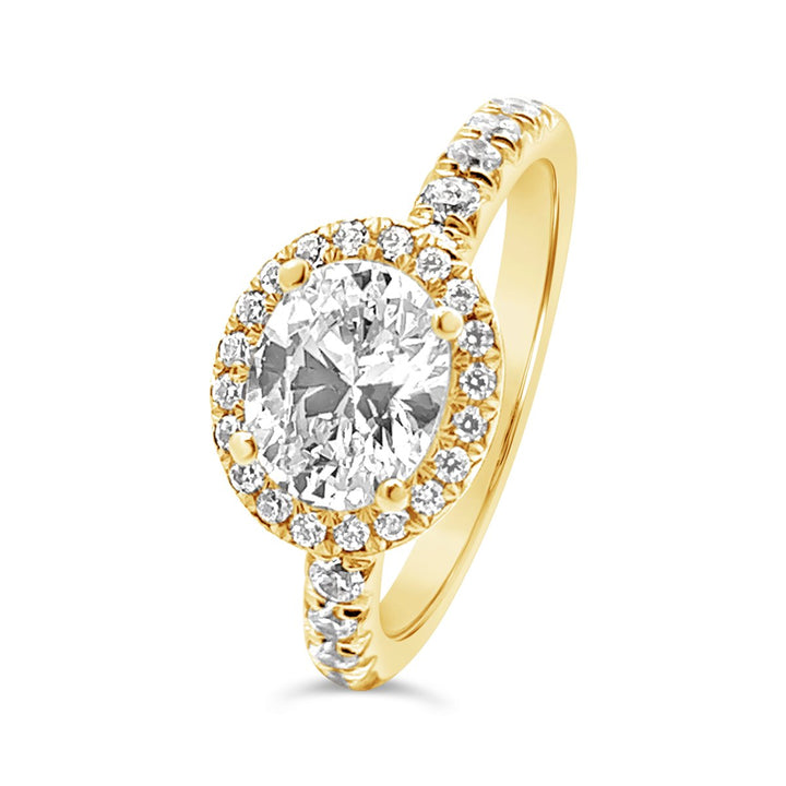 East To West Set Oval Diamond Engagement Ring