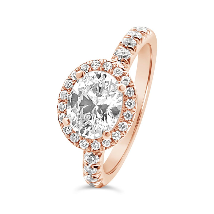 East To West Set Oval Diamond Engagement Ring
