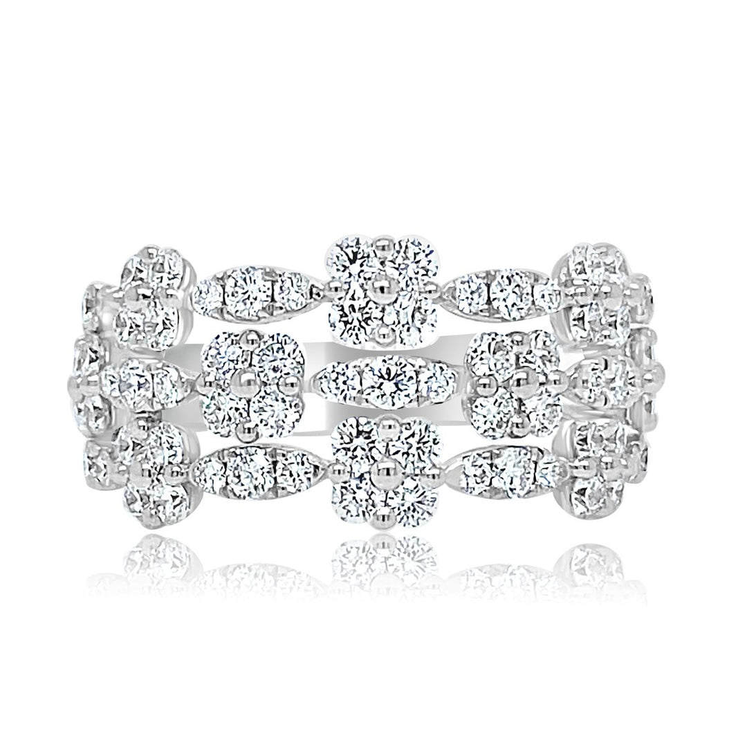 White Gold Three Row Half Way Diamond Band - GR1727