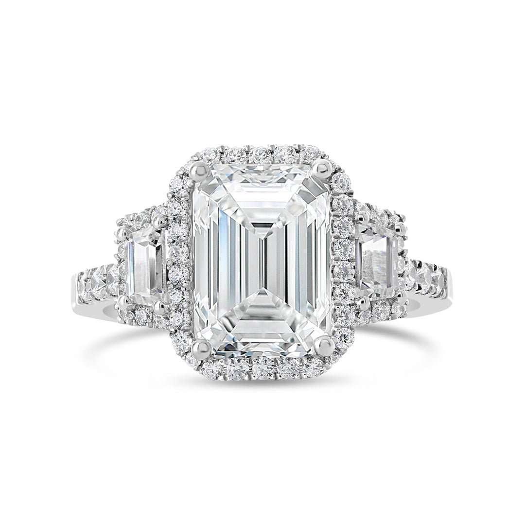 Three Stone Diamond Halo Ring