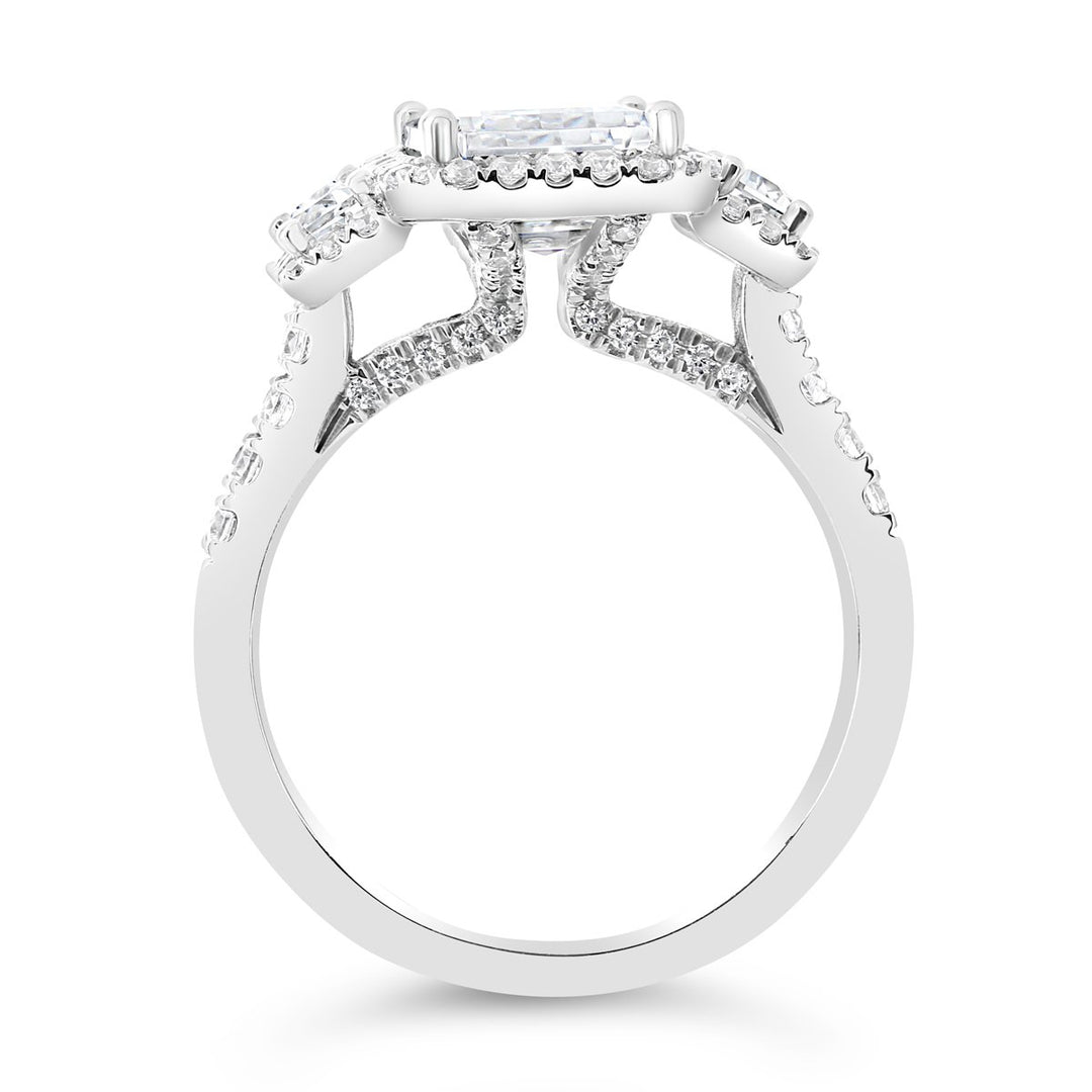 Three Stone Diamond Halo Ring
