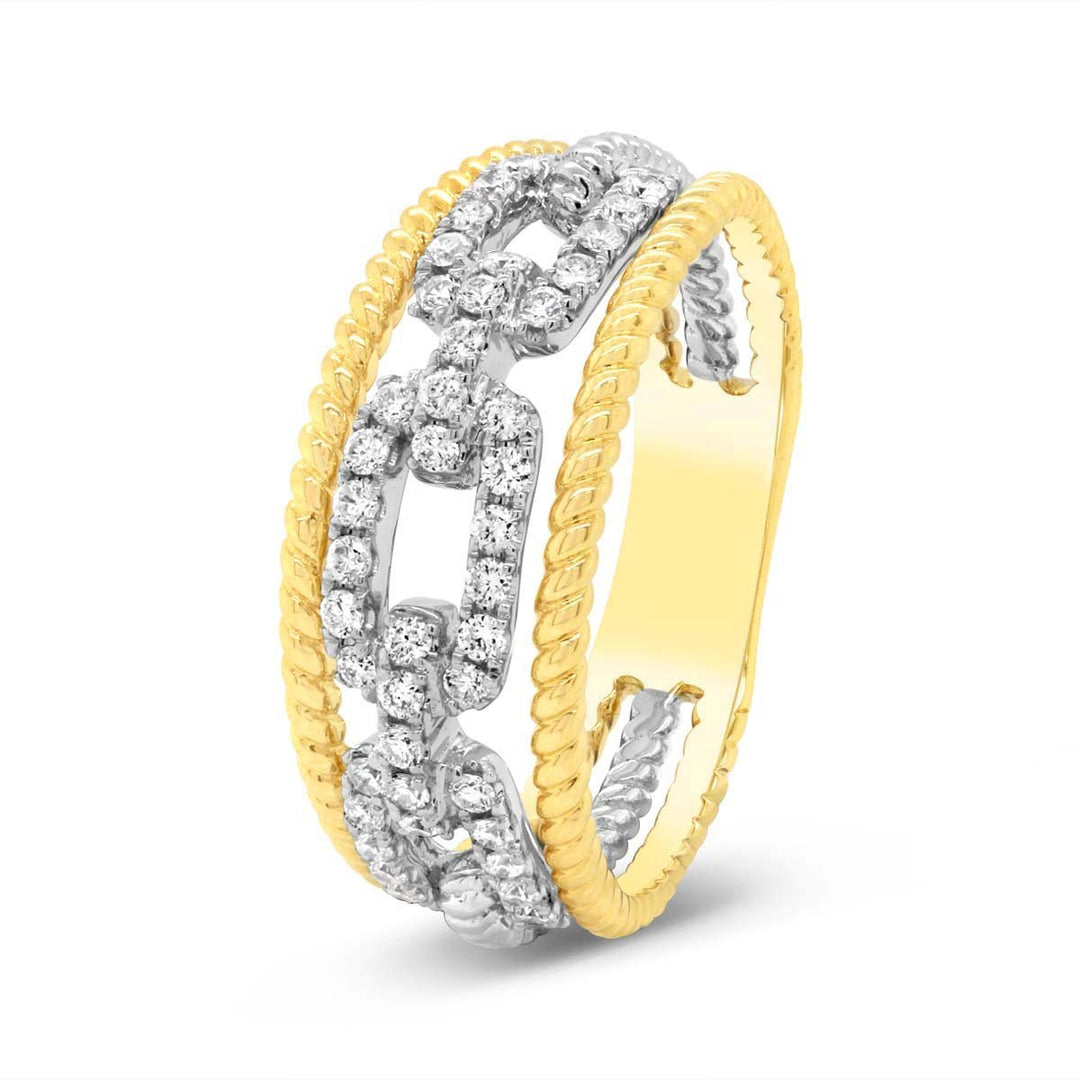 14K Yellow and White Diamond Fashion Link Ring - LD5856