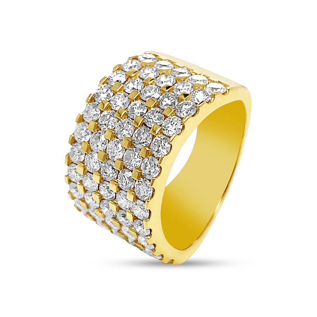 18K Yellow Gold Wide Band Diamond Fashion Ring - DRF1701