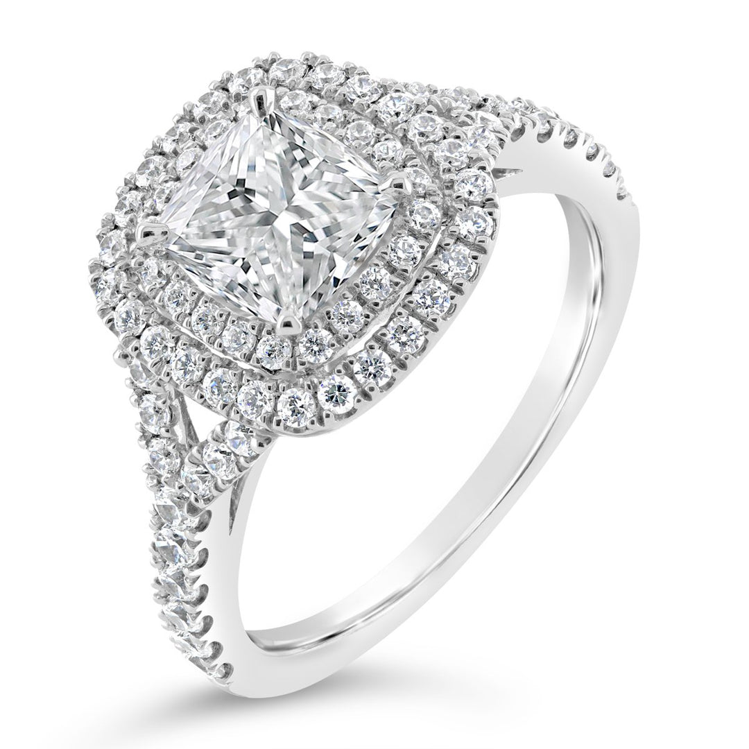 Double Halo Diamond Engagement Ring