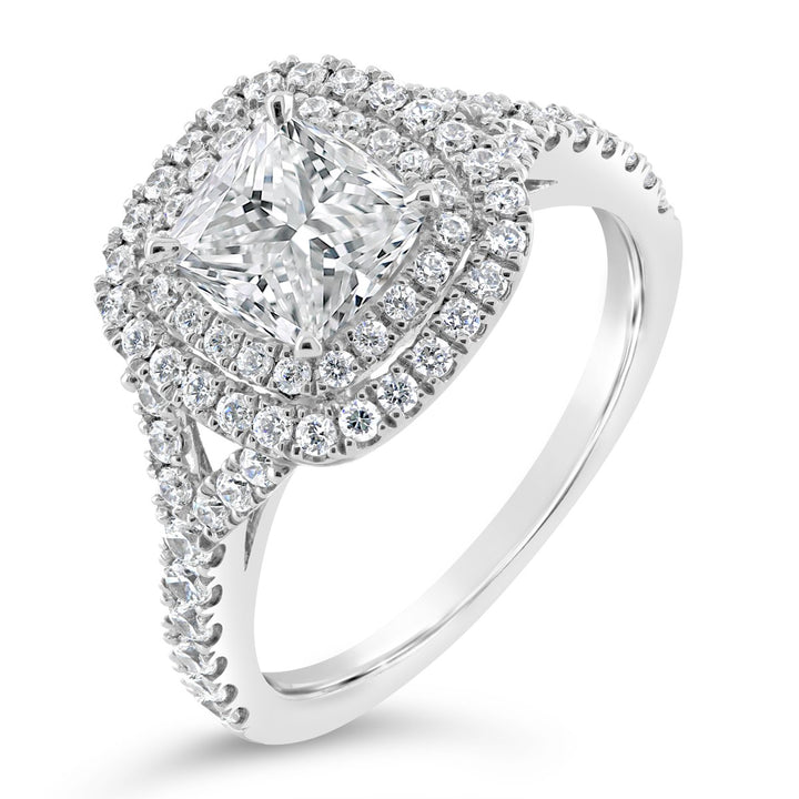 Double Halo Diamond Engagement Ring
