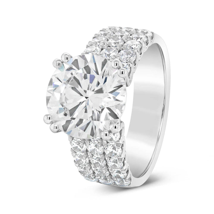 Double Prong Wide Band Diamond Engagement Ring - YJC3674R