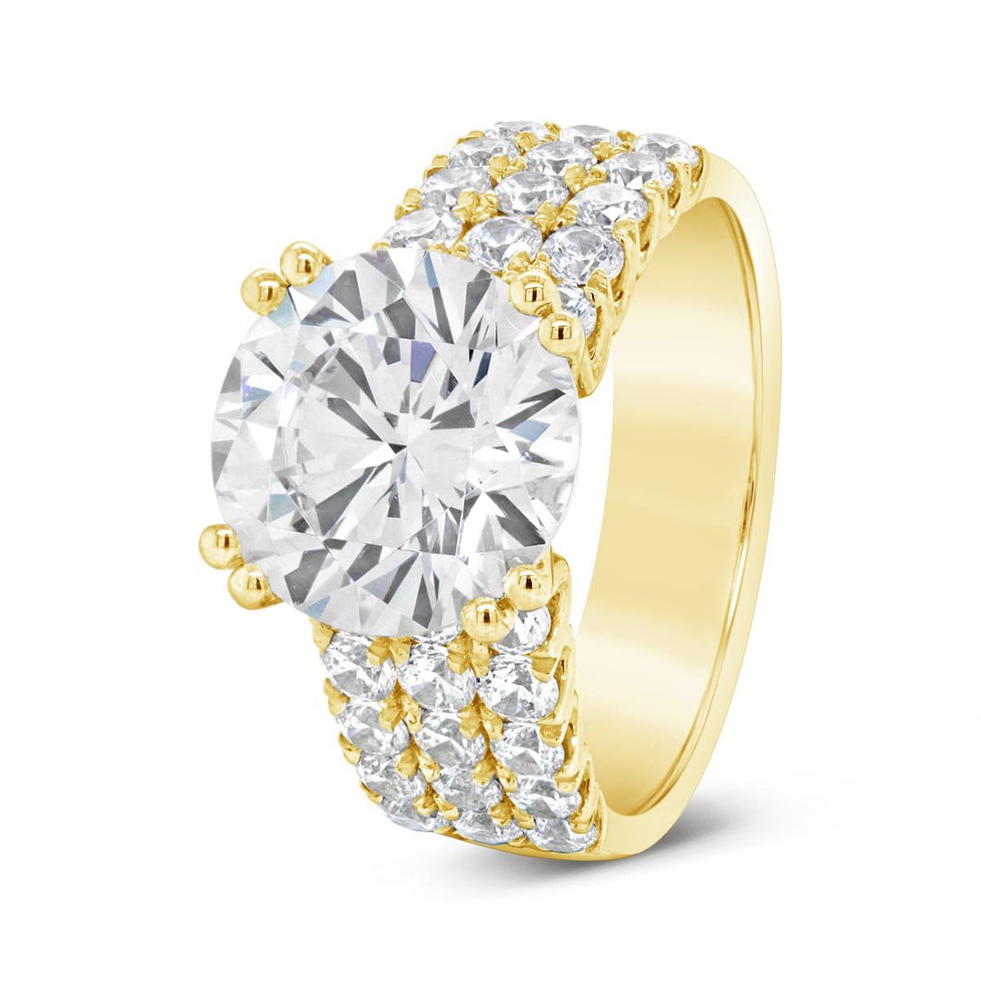 Double Prong Wide Band Diamond Engagement Ring - YJC3674R