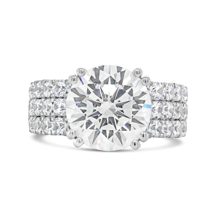 Double Prong Wide Band Diamond Engagement Ring - YJC3674R