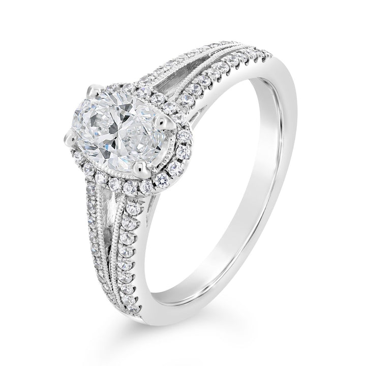 Vintage Inspired Diamond Halo Engagement Ring
