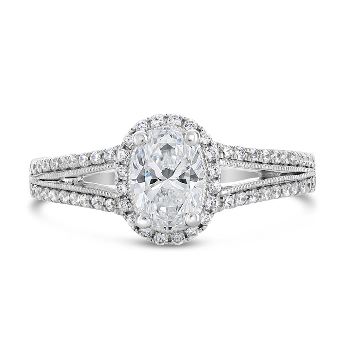 Vintage Inspired Diamond Halo Engagement Ring