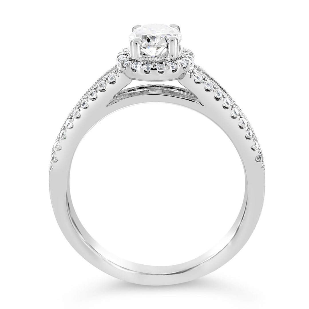 Vintage Inspired Diamond Halo Engagement Ring